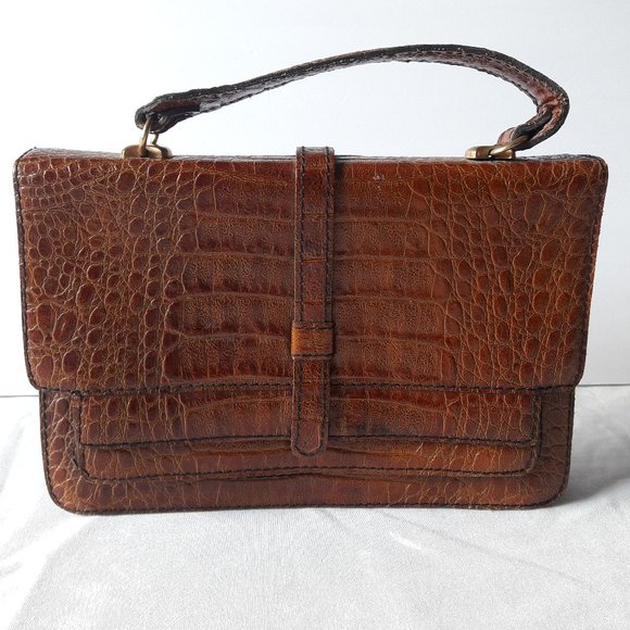 Handbags - Vintage Imitation Crocodile Handbag